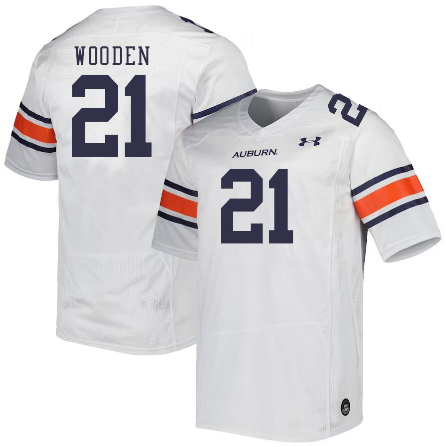 Men's Auburn Tigers #21 Caleb Wooden White 2023 College Stitched Football Jersey